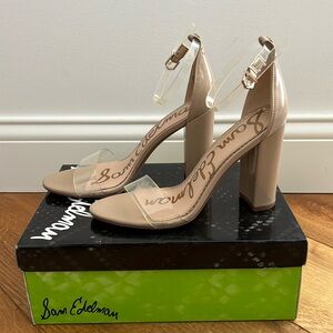 Sam Edelman nude patent clear heels sandals size 7.5